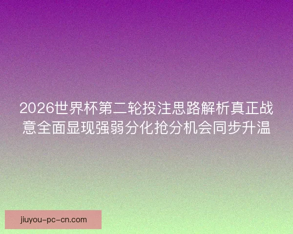 2026世界杯第二轮投注思路解析真正战意全面显现强弱分化抢分机会同步升温