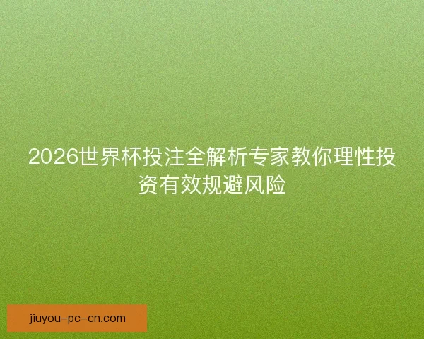 2026世界杯投注全解析专家教你理性投资有效规避风险 2026世界杯投注全解析专家教你理性投资有效规避风险